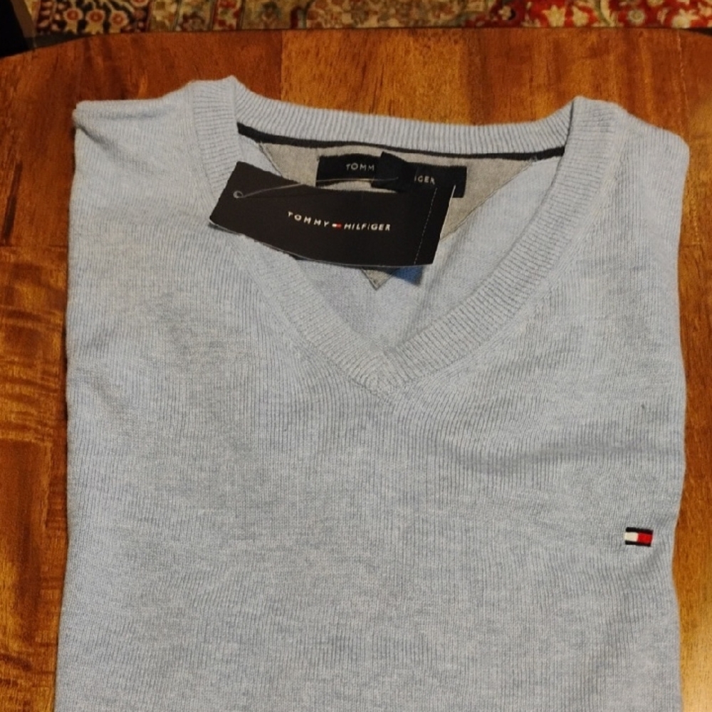 Tommy Hilfiger Men's Sky Blue V-Neck Sweater